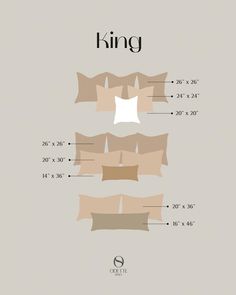 the size and measurements of pillows for bedding in different sizes, shapes and colors