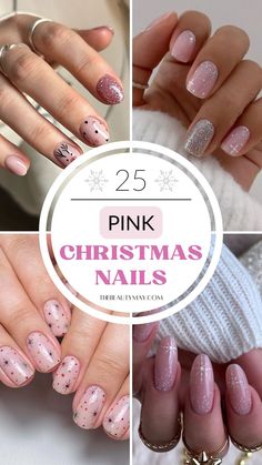 This holiday season, why not try something different and oh-so-chic with pink Christmas nails? Pink is versatile, fun, and lends itself beautifully to festive designs — from soft blush hues to glittery fuchsias. Here’s a collection of 25 fabulous pink winter nails that will add a sweet, festive touch to your holiday look! You'll love these beautiful Christmas nails pink designs! Subtle Pink Christmas Nails, New Years Nails Pink Sparkle, Cute Christmas Nails Glitter, Pink And Gold Holiday Nails, Short Pink Holiday Nails, Pink Chrome Snowflake Nails, Birthday Holiday Nails, Pastel Christmas Nails Short, Pink Xmas Nails Short