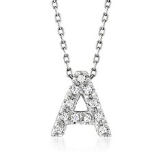 Ross-Simons - Diamond-Accented "X" Initial Necklace in 14kt White Gold. 16". Give your look a very personal touch with this "X" initial necklace! Shining in polished 14kt white gold, it beams with the sparkle of diamond accents. Suspends from a cable chain with a 2" extender. Springring clasp, diamond-accented initial necklace. Diamond birthstones are the perfect gift for April birthdays. Initial Necklace Diamond, Ring Concierge, Diamond Initial Necklace, April Birthday, Diamond Birthstone, Necklace Diamond, Buying Diamonds, Initial Necklace, Cable Chain