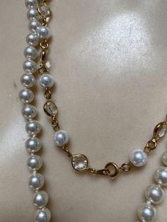 "Instant faux pearl collection to wear together or to 'rearrange' with your own gold hoops or pearl studs. Faux pearls are not bright white but a classic candlelit white, so popular in classic pearl strands. No names on these items but they speak for themselves. The longest pearl strand measures 28\" with a goldtone etched slide insert clasp. Long enough to put over your head without even using the clasp. Knotted between each bead so the strand lays smoothly without any stiffness. Also, the pear Costume Jewelry Pearl Necklace With Pearl Pendant, Pearl Pendant Costume Jewelry, Costume Jewelry Pearl Pendant, Costume Jewelry Pearl Necklace, Costume Pearl Chain Necklace, Classic Beaded Pearl Jewelry, Classic Pearl Beaded Jewelry, White Pearl Chain Necklace Costume Jewelry, Pearl White Pearl Costume Jewelry Necklace