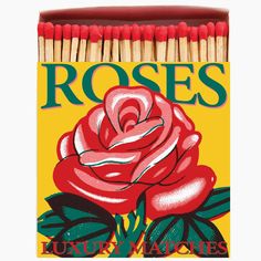 matches with red rose on yellow background