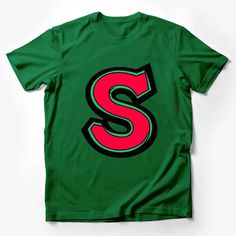 Bold Red and Black Letter S Graphic T-Shirt, Stylish Unisex Alphabet Tee Male T-Shirt Custom graphic T-Shirt.Customize your color Text Tee, Slogan Tee, Cool Graphic Tees, Funny Graphic Tees, Graphic Top, Cartoon T Shirts, Vintage Cartoon, Black Letter, Comic Styles