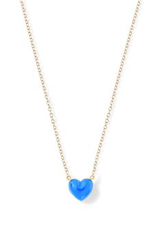 Neon Blue Glossy Enamel Jewelry Gift, Blue Enamel Necklace For Anniversary, Yellow Gold Heart Necklace, Alison Lou, Gold Heart Necklace, More Love, Neon Blue, Gold Heart, Heart Bracelet