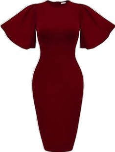 Fitted Red Bodycon Dress For Office, Red Bodycon Dress For The Office, Red Sheath Bodycon Dress For Office, Elegant Fitted Burgundy Mini Dress, Burgundy Fitted Midi Dress For Formal Occasions, Formal Fitted Burgundy Midi Dress, Elegant Fitted Burgundy Bodycon Dress, Elegant Red Bodycon Dress, Fitted Short Sleeve Burgundy Midi Dress