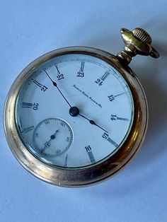 Analog Pocket Watch With Round Dial For Formal Occasions, Elgin Illinois, Class 11, Pocket Watches, Gold Case, White Porcelain, Vintage Watches, Pocket Watch