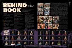 the back cover of behind the book, with photos of people in different groups and colors