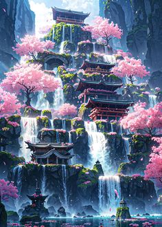 Dreamy Artwork, Japanese Art Prints, Japon Illustration, Pretty Landscapes, Cool Wallpapers Art, Dreamy Art, Pretty Wallpapers Backgrounds