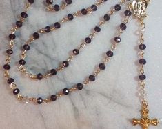 Purple Crystal Heart Pearl 5-decade Rosary - Etsy