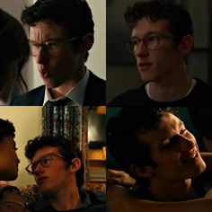 four different shots of the same man with glasses and one without his mouth is open