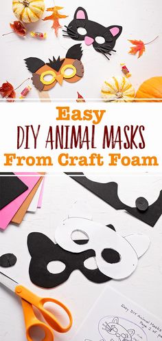 easy diy animal masks from craft foam and construction paper to make them look like they're ready for halloween