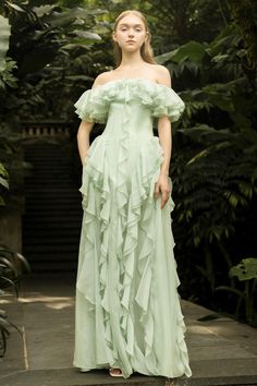 Women's Elisabeth Drop Waist Ruffle Trim Silk Floor Length Dress S/M/L/Customize Peach /Mint MEAN BLVD Drop Waist Dress Formal, Romantic Formal Dress, Garden Wedding Attire, Silk Floor Length Dress, Spring Gown, Formal Wedding Guest Attire, Drop Waist Gown, Garden Formal, Female Outfits