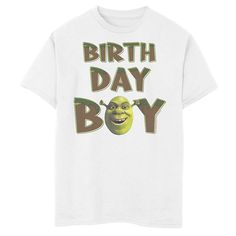 Give him a happily ever after birthday with this Shrek Birthday Boy portrait graphic tee. Give him a happily ever after birthday with this Shrek Birthday Boy portrait graphic tee. Crewneck Short sleevesFABRIC & CARE Cotton Machine wash Imported Size: X Small. Color: White. Gender: male. Age Group: kids. Novelty Graphic Print T-shirt For Birthday, White Novelty T-shirt For Birthday, Novelty Graphic Print Birthday T-shirt, Funny Graphic Print T-shirt For Birthday, Birthday Graphic Tee With Funny Text, Pop Culture Graphic T-shirt For Birthday, Novelty Birthday T-shirt With Crew Neck, Short Sleeve T-shirt With Character Print For Birthday, Character Print Short Sleeve T-shirt For Birthday Gift