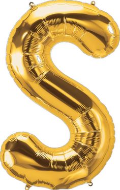 the letter s is made out of gold foil balloons and it has a balloon like shape