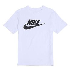 Nike Sportswear Classical Logo Printed TEE Men White AR5005-101 (Men's/Round Neck/Short Sleeve) Crew Neck T-shirt For Light Sports, Nike Moisture-wicking Sportswear T-shirt, Nike Short Sleeve T-shirt For Gym, White Workout T-shirt With Logo Print, White Short Sleeve Sportswear T-shirt, Sports T-shirt With Logo Print, White Short Sleeve T-shirt For Light Sports, White Casual T-shirt For Sports, Casual White T-shirt For Sports