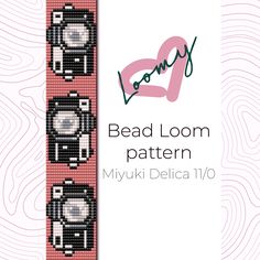 the bead loom pattern is shown in pink and black