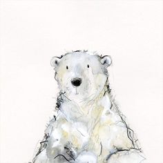 a drawing of a polar bear sitting down