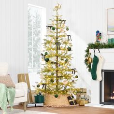 a decorated christmas tree in a living room