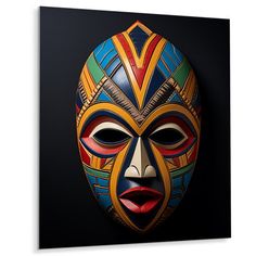 a colorful mask on a black background