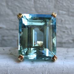 Vintage Aquamarine Gemstone Ring 14K Gold Women's Engagement Jewelry Extreme Wedding, Cute Good Morning Texts, Aqua Ring, Princess Diamond Ring, Square Diamond Rings, Womens Rings, Oval Stud Earrings, Ring Purple, Unique Diamond Engagement Rings