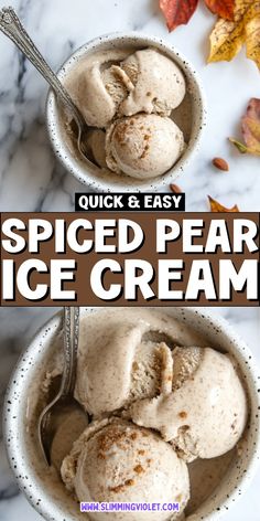 two bowls filled with spiced pear ice cream