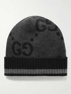 Gucci's beanie is jacquard-knitted with an oversized version of its iconic 'Rhombi' design from the '30s. It's been made in Italy from soft cashmere and has a single stripe along the ribbed cuff that references the brand's signature webbing. Designer Beanie For Winter, Designer Black Winter Hat, Gucci Beanie, Designer Beanie, Gucci Collection, Beanie For Men, Designer Beanies, Gucci Shop, Cashmere Beanie