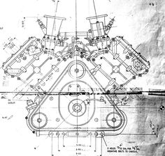 a drawing of an airplane engine and its workings, with parts labeled in the diagram below