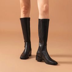 leather boots color black size 5 for women Long Boots For Women, Leather Long Boots, Long Leather Boots, Sacs Tote Bags, Leather Knee High Boots, Aesthetic Shoes, Knee High Leather Boots, Classic Boots, Long Boots