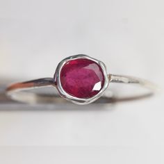 Beautiful Ooak Raw Ruby Ring In A Soldered Sterling Silver Setting From An Independent Designer Who Cuts His Own Stones And Designs Ooak Jewelry With Unique Settings That Complement The Beauty Of The Raw Gemstones. The Ruby Measures 7.5mm X 6.5mm X3mm And Was Heated. From A Smoke And Perfume-Free Home. Thanks For Looking ! Raw Ruby Ring, Everyday Red Gemstone Ring, Silver Ruby Ring, Raw Ruby, Rings Diamond, Raw Gemstones, Ruby Ring, Womens Jewelry Rings, Diamond Rings