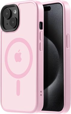 an iphone case with a circular design on the front and back cover in light pink