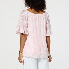 Nina Leonard Embroidered Flutter-Sleeve Top  Classic, comfortable and the perfect complement to your favorite bottoms, this top has you covered. Flutter Sleeve Top, Flutter Sleeve, Color Choices, Piece Of Clothing, Fashion Clothes Women, Sleeve Top, Size Medium, Blue