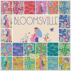 the cover of bloomsvillee is shown with many different colors and patterns on it