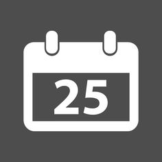 a calendar icon with the number twenty five in white on a gray background illustration for 25 minutes