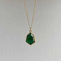 Fine Jewelry Emerald Necklace In Gold, Yellow Gold Emerald Necklace With Oval Pendant, Gold Emerald Cut Emerald Necklace, Yellow Gold Emerald Birthstone Necklace, Crystal Structure, Newport Ri, Emerald Pendant, Colored Gems, Raw Crystal