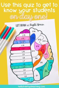 a coloring book with the words, use this quiz to get to know your students on day one