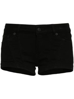 black stretch-cotton denim contrast stitching panelled design low-rise belt loops classic five pockets logo patch to the rear thigh-length concealed fly and button fastening Black Mini Shorts, Outfits Dr, Y2k Shorts, Black Jean Shorts, City Dress, Mini Shorts, Summer Beach Wear, Denim Mini, Black Denim Shorts