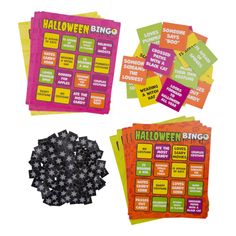 the halloween bingo game is set up on top of each other