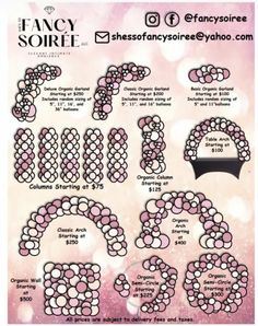 the fancy soiree font and numbers are shown in pink, white and black