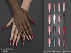 the manies are all different colors and shapes for each individual to use on their nails