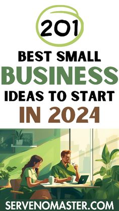 two people sitting at a table in front of laptops with the words best small business ideas