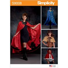 a woman in a cape and dress is posing for the cover of a sewing pattern