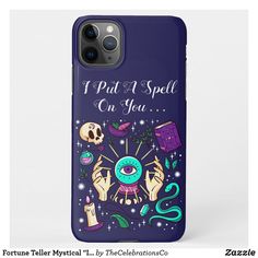 a phone case with the words i put a spell on you and an image of hands holding