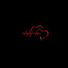 a red heart and heartbeat on a black background