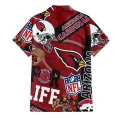 Introducing our Arizona Cardinals Hawaiian Shirt Gift Set, designed for both men and women! This vibrant and stylish shirt showcases the iconic team logo, allowing you to flaunt your Cardinals pride with a touch of Hawaiian flair. Made from high-quality materials, it offers exceptional comfort and durability, ensuring it will withstand countless game-day celebrations. Perfect for any Cardinals fan, this full set includes a matching shirt for both you and your partner, making it an ideal gift. Wh Red Shirt With Sublimation Print For Fan Merchandise, Fan Apparel Tops With Team Logo For Sports Events, Fan Apparel Sports Tops With Sublimation Print, Sports Fan Apparel Tops With Sublimation Print, Sports Events Team Logo Tops, Sports Fan Gear Short Sleeve Tops, Sports Event Fan Apparel Tops With Team Logo, Sports Season Graphic Print Shirt, Cotton Fan Apparel Shirt For Sports Season