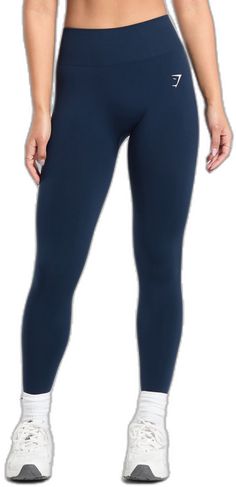 Casual Seamless Leggings With 4-way Stretch, Breathable Running Yoga Pants, Blue Moisture-wicking Tights For Training, Moisture-wicking Blue Tights For Training, Breathable Micro-elastic Seamless Leggings, Compressive Blue Leggings With Go-dry, Blue Compressive Go-dry Leggings, Athleisure Blue Sweat-resistant Bottoms, Blue Sports Yoga Pants