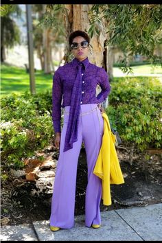 The fabulousness of this outfit 💜💛💜 @MyStyleisMyBrand is rocking it Have you taken advantage of the Dory Blouse super discount? 𝗕𝘂𝘆 𝗢𝗡𝗘 - 𝗚𝗲𝘁 𝗢𝗡𝗘 𝟱𝟬% 𝗢𝗙𝗙 while stocks last! Discount code is: 𝐃𝐨𝐫𝐲𝟓𝟎/𝟓𝟎 Available for a limited time! One for you and one for you again or a lucky friend. 😍 Tap for details. #Neobantu #africanprint #localisbetter #personalstyle #womensstyle #fashionquote Maximalist Professional Outfits, Triadic Outfit, Lavender Outfit Ideas, Colour Blocking Outfit, Colour Combinations Fashion, Look Rose, Color Combos Outfit, Bow Tie Blouse, Color Blocking Outfits