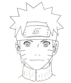 the face of naruto from naruto is outlined in black and white