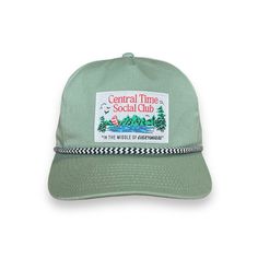 The Lake Souvenir Hat is for all the Central Time Social Clubbers out there! It is made for all day wear and a comfortable fit so you can chill in style. This club is inspired by good times and good people. Central Timers are the heart of it all - and that's our sweet spot - "in the middle of everywhere." With a little nostalgia and a lot of fun, Central Time Social Club is simply a state of mind. It's a feeling, and if you know the feeling - then you're already in the club. For more on the stor Fun 5-panel Streetwear Hats, Fun 5-panel Hats For Streetwear, Retro Snapback Hat With Short Brim For Streetwear, Retro Short Brim Snapback Hat For Streetwear, Fun Cotton Hats For Streetwear, Vintage Cotton Snapback Hat For Summer, Fun Streetwear Hats With Short Brim, Fun Short Brim Hats For Streetwear, Fun Curved Brim Hat For Streetwear