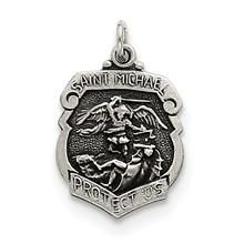 Size: 22 mm long x 15 mm wideMetal: Sterling SilverFinish: Satin, Die struck, Antique finishFree U.S. Shipping for orders over $50 Protected by our 30-Day Risk Free Returns! St Michael Pendant, Saint Michael, Hot Jewelry, Gift Sets For Women, Bracelet Mens, Jewelry Making Tutorials, Religious Jewelry, St Michael, E Bay