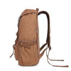 ITEM OVERVIEW  HIGH QUALITY & DURABLE MATERIAL-- High quality cotton canvas and leather trim makes the backpack soft and durable. Ready for back to school 2019 - one backpack for all school needs. 
PRACTICAL-- This rucksack is ideal for daily use such as school, work, traveling and hiking, Mountaineering, Camping. It also fit men and women. 
LARGE CAPACITY-- Large main compartment for your daily essentials, lined interior includes 2 slip pockets,1 sleeve for tablet or laptop. 1 front pocket, 2 s Casual Leather Backpack For School, Casual Leather Backpack For Back To School, Brown Canvas School Bag, Brown Canvas Backpack For School, Brown School Backpack Canvas Bag, Casual Softback Leather Backpack, Canvas Softback Backpack For Outdoor, Outdoor Canvas Softback Backpack, Casual Outdoor Backpack With Adjustable Strap