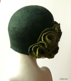 "Green cloche hat, Cloche Felted Hat, felt hat, Cloche Hat, Art Hat Green Hat La belle epoque Art Deco 1920s hat Art Hats Green hat cloche 1920's hat green roses Hats&Caps Accessories Handmade Great, very flattering green hat with light green roses! Adapts to the head ! Special and unique ! Sophisticated and elegant ! To measure your head: Using a tape measure, go around head about 1\" above eyebrows in front and include the largest part of back of head. As the base for my works I use great Art Hats, 1920s Hats, 1920s Hat, Felted Hats, Classy Hats, Felted Hat, Hat Art, Happy Hat, Green Roses